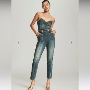 Strapless denim Retrofete jumpsuit